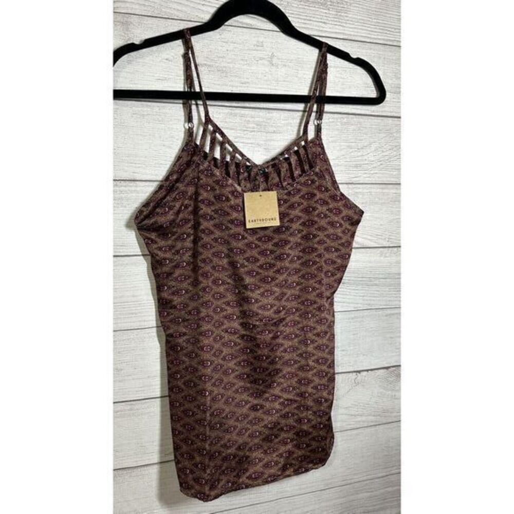 EARTHBOUND‎ New Women's Small Paisley Floral Strappy Tank Top Polyester Boho
